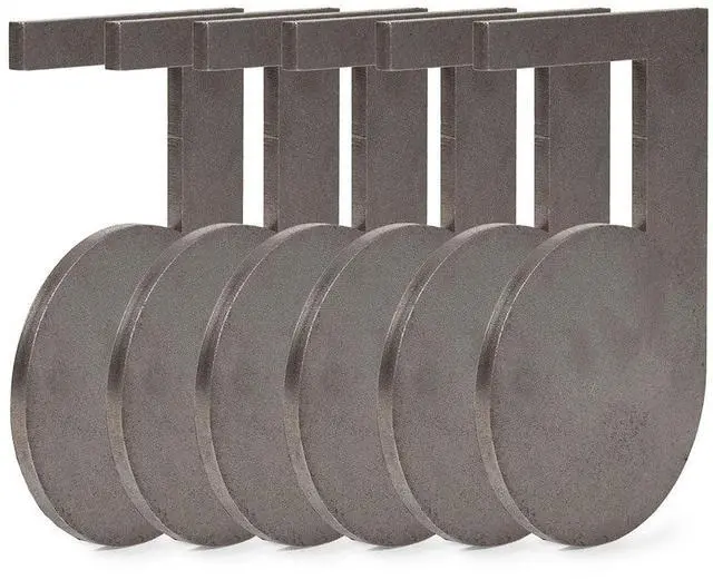 Main image of Six AR500 3/8" Thick Steel Dueling Tree Targets, Raw Steel 6" Dia. Swing Paddles, Gong Shooting Target with Instant Feedback, DIY Target Tree Accessory