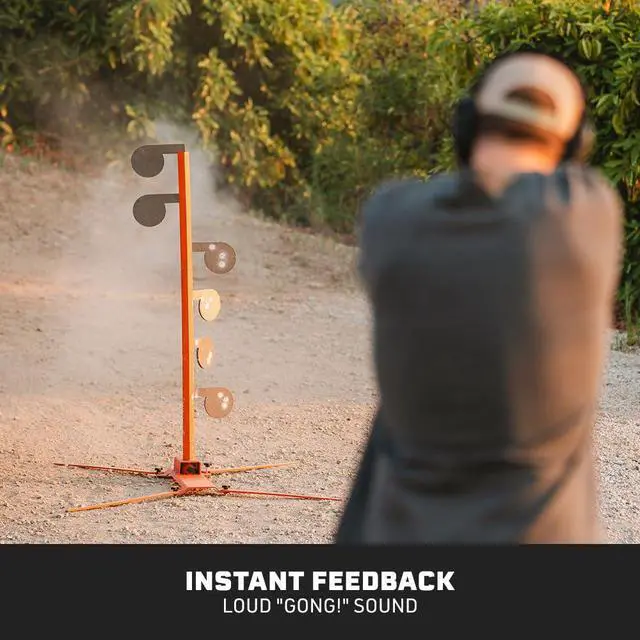 Alt view image 4 of 5 - Six AR500 3/8" Thick Steel Dueling Tree Targets, Raw Steel 6" Dia. Swing Paddles, Gong Shooting Target with Instant Feedback, DIY Target Tree Accessory