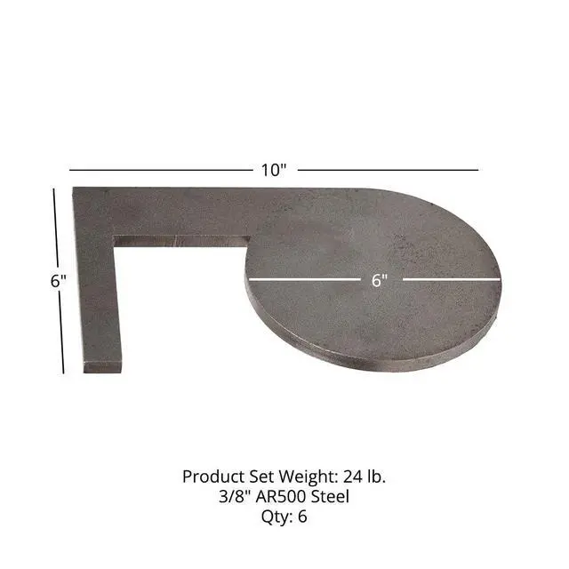 Alt view image 5 of 5 - Six AR500 3/8" Thick Steel Dueling Tree Targets, Raw Steel 6" Dia. Swing Paddles, Gong Shooting Target with Instant Feedback, DIY Target Tree Accessory