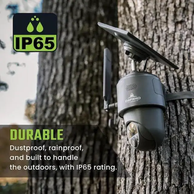 Alt view image 3 of 7 - Defend 360 Cellular Security Camera, 4K Photos, 1080p Video, Solar + Rechargeable Battery, 360° Pan/Tilt/Zoom, LTE Cellular, Motion Alerts, Weather Resistant Includes Mounting Post & Cloth