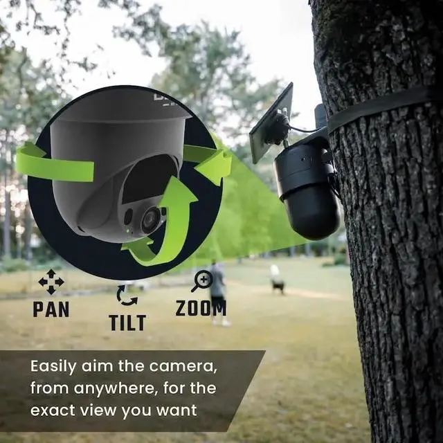 Alt view image 5 of 7 - Defend 360 Cellular Security Camera, 4K Photos, 1080p Video, Solar + Rechargeable Battery, 360° Pan/Tilt/Zoom, LTE Cellular, Motion Alerts, Weather Resistant Includes Mounting Post & Cloth