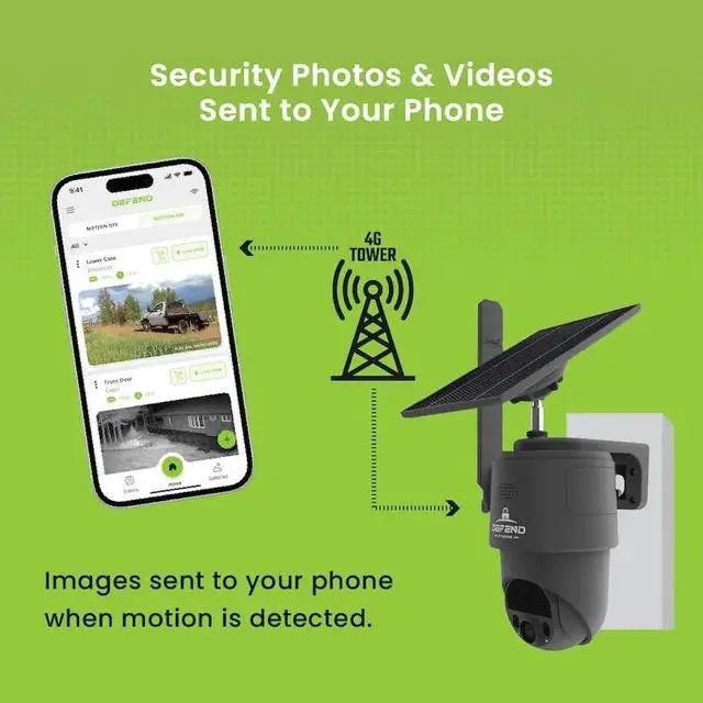 Alt view image 6 of 7 - Defend 360 Cellular Security Camera, 4K Photos, 1080p Video, Solar + Rechargeable Battery, 360° Pan/Tilt/Zoom, LTE Cellular, Motion Alerts, Weather Resistant Includes Mounting Post & Cloth