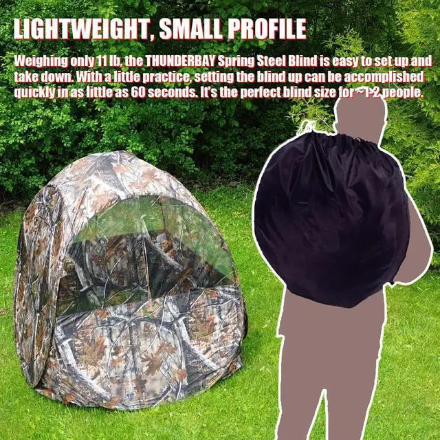 Alt view image 3 of 7 - Run & Gun Series 1-3 Pereson Pop-Up Ground Blind, Hunting Bilnd for Deer, Turkey Duck Hunting, Bow Hunting