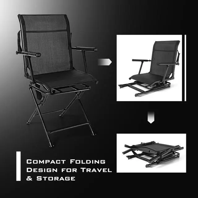 Alt view image 4 of 7 - Hunting Chair, 360 Degree Swivel Hunting Blind Chair with Carry Handle, 330 lbs Capacity, Comfortable, Waterproof, Portable and Silent Folding Dove Hunting Chair for Blinds