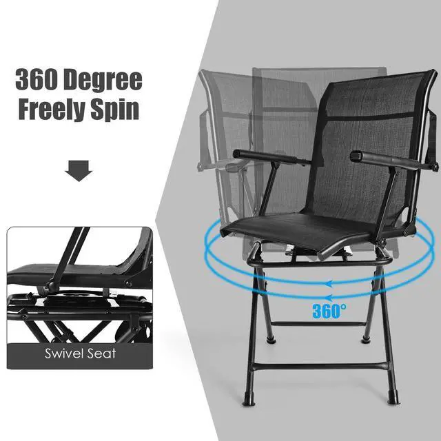 Alt view image 5 of 7 - Hunting Chair, 360 Degree Swivel Hunting Blind Chair with Carry Handle, 330 lbs Capacity, Comfortable, Waterproof, Portable and Silent Folding Dove Hunting Chair for Blinds