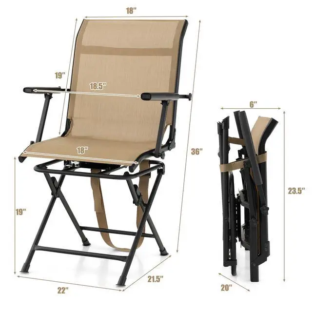 Alt view image 3 of 7 - Hunting Chair, 360 Degree Swivel Hunting Blind Chair with Carry Handle, 330 lbs Capacity, Comfortable, Waterproof, Portable and Silent Folding Dove Hunting Chair for Blinds