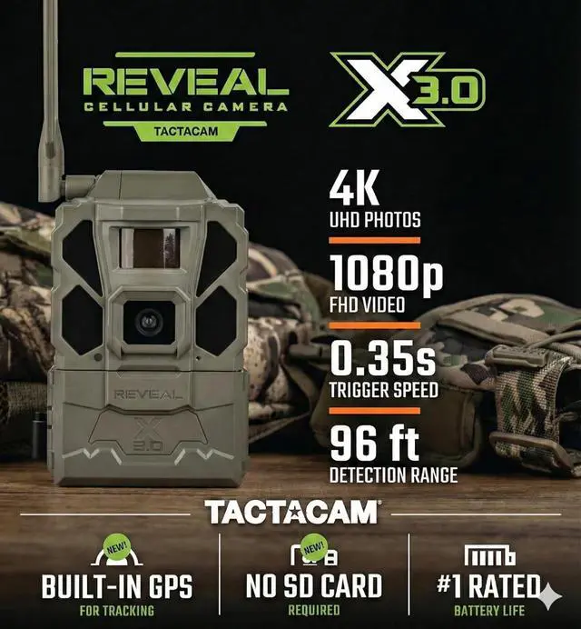 Alt view image 2 of 7 - Reveal X Gen 3.0 Cellular Trail Camera - Multi Carrier, HD Photos & Videos, Pre-Installed Antenna, Built-in GPS, Best Battery Life, Low-Glow, Fast Trigger Speed + Cleaning Cloth (1 PK)