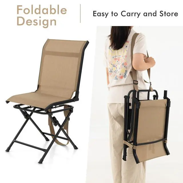 Alt view image 5 of 7 - Hunting Chair, 360 Degree Swivel Hunting Blind Chair with Carry Handle, 330 lbs Capacity, Comfortable, Waterproof, Portable and Silent Folding Dove Hunting Chair for Blinds