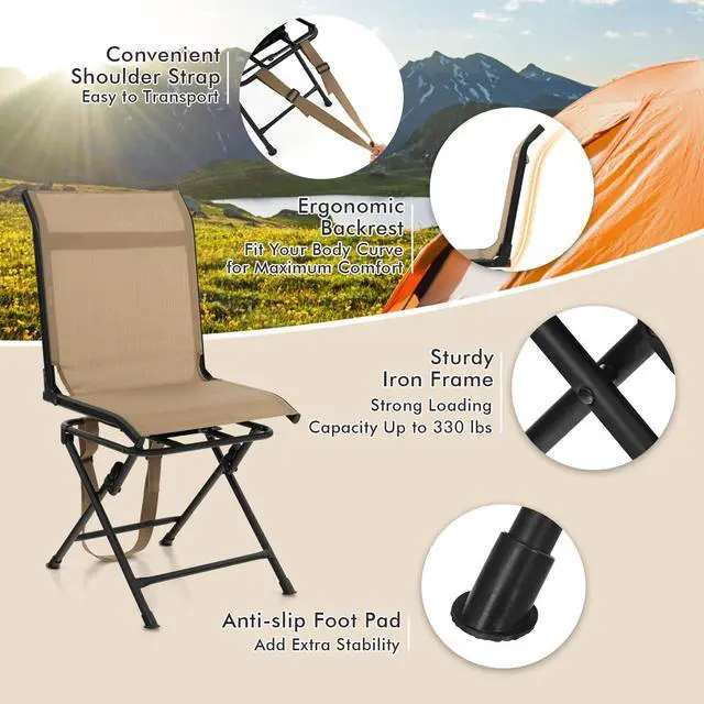 Alt view image 6 of 7 - Hunting Chair, 360 Degree Swivel Hunting Blind Chair with Carry Handle, 330 lbs Capacity, Comfortable, Waterproof, Portable and Silent Folding Dove Hunting Chair for Blinds
