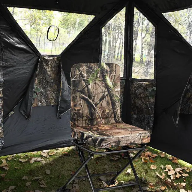 Alt view image 2 of 7 - Hunting Chair, 360° Swivel Hunting Blind Chair w/All-Terrain Duck Feet,Padded Cushion,330LBS Capacity, Folding Silent Deer Hunting Chair, Portable Ground Blind Chair