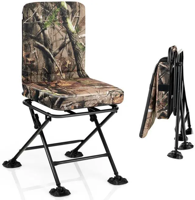 Main image of Hunting Chair, 360° Swivel Hunting Blind Chair w/All-Terrain Duck Feet,Padded Cushion,330LBS Capacity, Folding Silent Deer Hunting Chair, Portable Ground Blind Chair