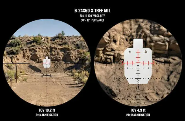 Alt view image 7 of 7 - Hornet 6-24x50 FFP Rifle Scope | Includes Zero Stop, Bubble Level Scope Rings, and Detachable Sunshade