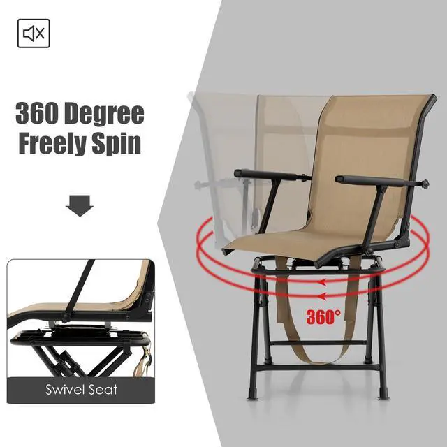 Alt view image 5 of 7 - 360-Degree Hunting Swivel Chair, Ground Blind Chairs w/Armrest & Mesh Back, Foldable Hunting Chairs w/Non-Slip Foot Pads & Steel Frame, Portable Hunting Seats for Camping, Hunting, Fishing
