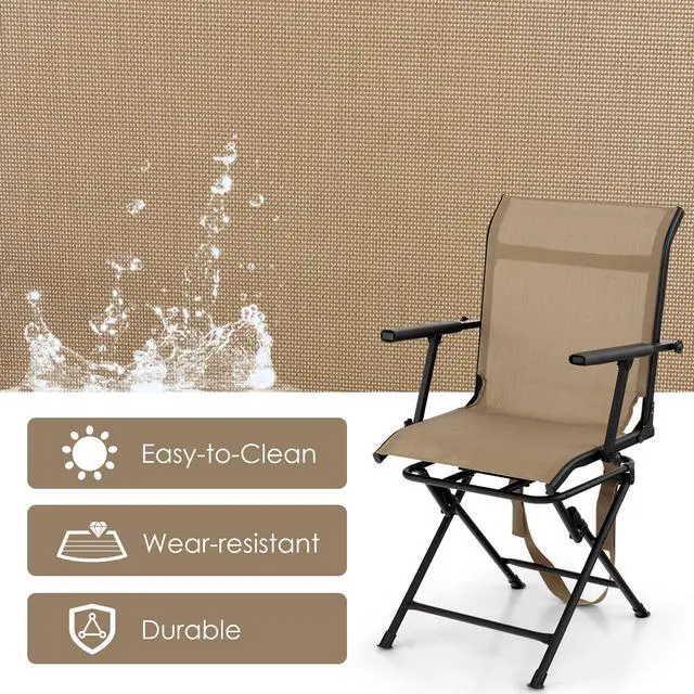 Alt view image 6 of 7 - 360-Degree Hunting Swivel Chair, Ground Blind Chairs w/Armrest & Mesh Back, Foldable Hunting Chairs w/Non-Slip Foot Pads & Steel Frame, Portable Hunting Seats for Camping, Hunting, Fishing