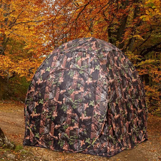 Alt view image 2 of 7 - Pop Up Hunting Blind Portable Ground Blind Waterproof Hunting Tent for 2-3 People, Camouflage Hunting Tent with 360 Degree Mesh Windows