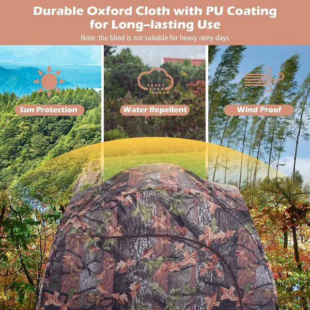 Alt view image 4 of 7 - Pop Up Hunting Blind Portable Ground Blind Waterproof Hunting Tent for 2-3 People, Camouflage Hunting Tent with 360 Degree Mesh Windows