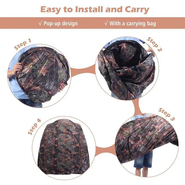 Alt view image 7 of 7 - Pop Up Hunting Blind Portable Ground Blind Waterproof Hunting Tent for 2-3 People, Camouflage Hunting Tent with 360 Degree Mesh Windows