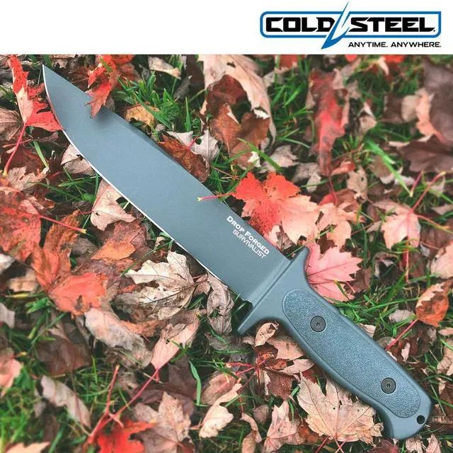 Alt view image 5 of 7 - Drop Forged Survivalist 8" 52100 High-Carbon Steel Clip Point Fixed Blade EDC Tactical Hunting Utility Knife, 5" Ergonomic Handle, Weather-Resistant Secure-Ex Sheath