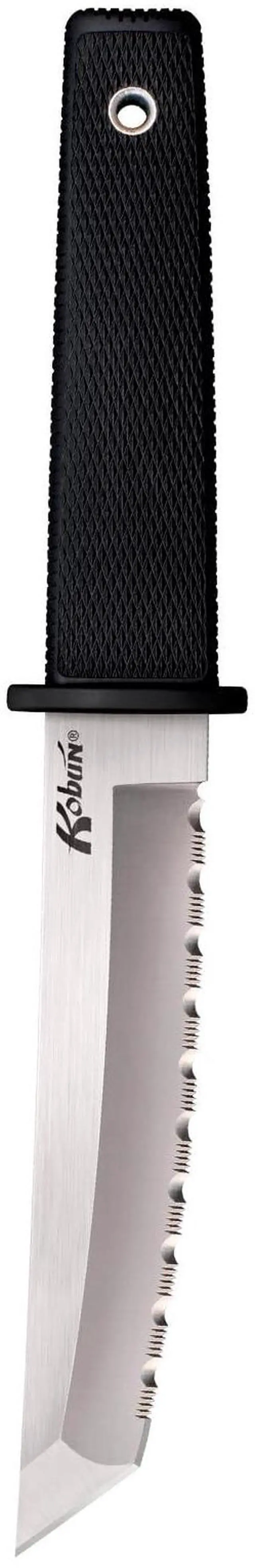 Alt view image 2 of 7 - Kobun Serrated 5.5" Japanese AUS8A Stainless Steel American Tanto Shape Fixed Blade Tactical Hunting Knife, Ergonomic Kray-Ex Handle, Secure-Ex Sheath