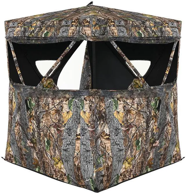 Main image of Hunting Blind, 3 Person Pop Up See Through Silent Sliding Ground Blind with Carrying Bag, Camouflage Waterproof Deer Hunting Blind Tent