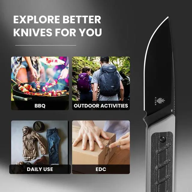 Alt view image 6 of 7 - Smolt Fixed Blade Knife, 2.93 In Drop Point Blade Fixed-blade Knives with Sheath, 3V Steel and G10+Micarta Handle Fixed Blade Utility Knife for Men Women Outdoor Survival EDC, 1063A1