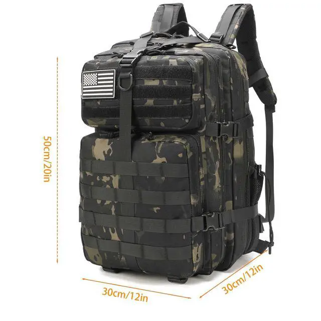 Alt view image 2 of 7 - Tactical Backpack for Men, Military Backpacks with Gun Holster, Bug Out Bag 3 Day Assault Pack Large Molle Gun Backpack Pistol Bag of Handgun Black Camo