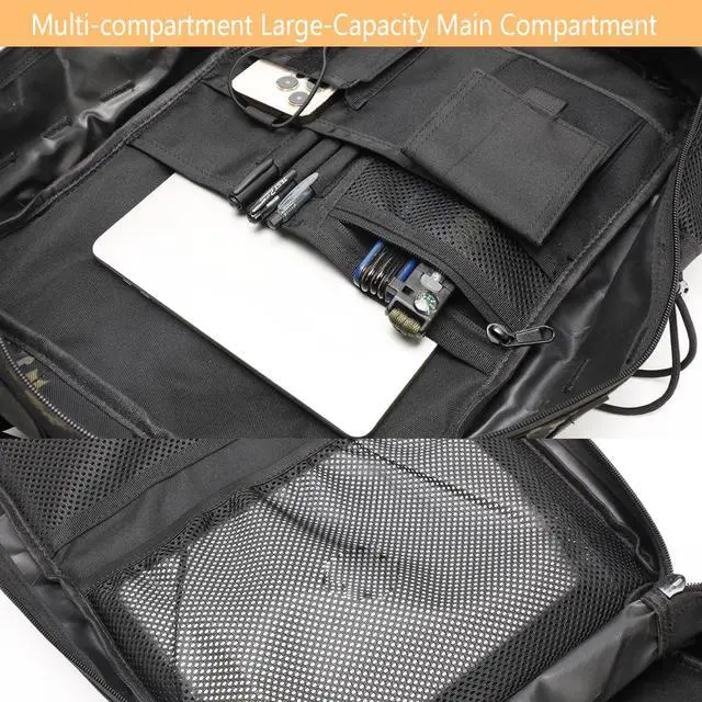 Alt view image 6 of 7 - Tactical Backpack for Men, Military Backpacks with Gun Holster, Bug Out Bag 3 Day Assault Pack Large Molle Gun Backpack Pistol Bag of Handgun Black Camo
