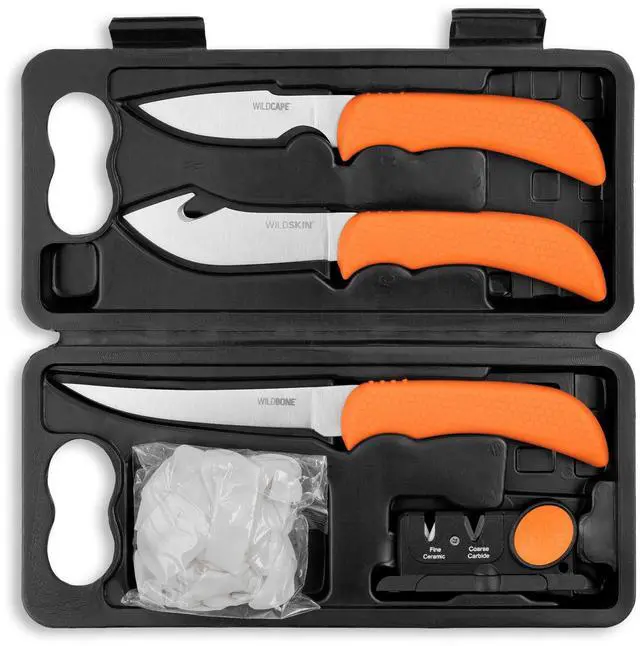 Main image of WildLite - 6-Piece Field to Freezer Hunting & Game Processing Knife Set with Gut Hook Blade, Caping Knife - Hunting Knives for Gutting Deer with Case - Deer & Elk Accessories