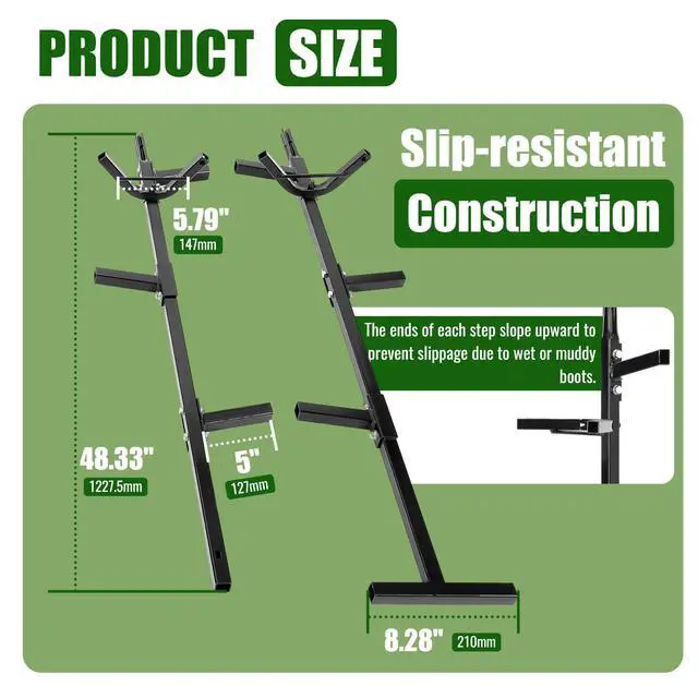 Alt view image 5 of 7 - 20 ft Climbing Stick Ladder for Tree Stands, Tree Ladder Outdoors | Slip Against, Double-Step Design, Hunting, Black