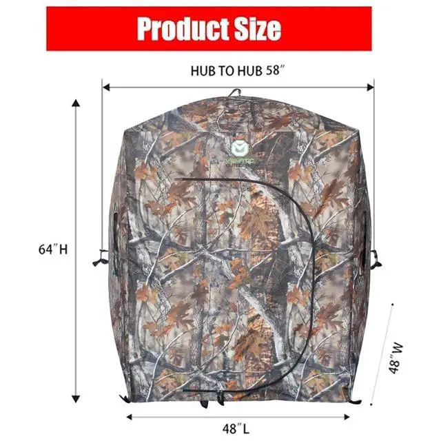 Alt view image 2 of 4 - VENATIC 6' Tripod Hunting Tower Blind, 2 Person Hunting Stand with 4' x 4' Platform for Deer Hunting, Antelope and Elk