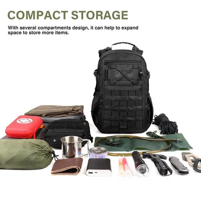 Alt view image 3 of 6 - Small Military Tactical Backpack for Men 20L Molle Rucksack EDC Daypack for Hiking,Travel,Camping, Hunting