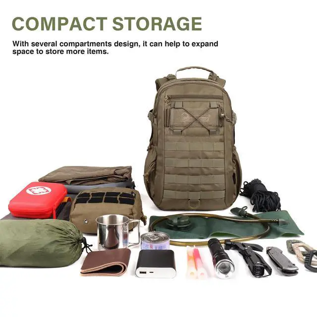 Alt view image 3 of 6 - Small Military Tactical Backpack for Men 20L Molle Rucksack EDC Daypack for Hiking,Travel,Camping, Hunting