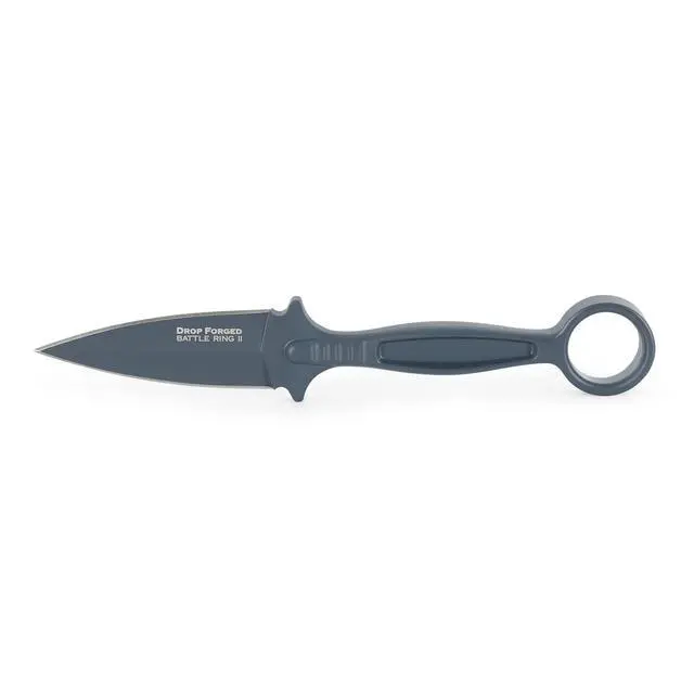 Alt view image 2 of 7 - Drop Forged Battle Ring 2 3.5" 52100 High-Carbon Steel Fixed Blade EDC Tactical Hunting Utility Knife w/ 5.5" Ergonomic Handle, Internal Guard, Resistant Secure-Ex Sheath