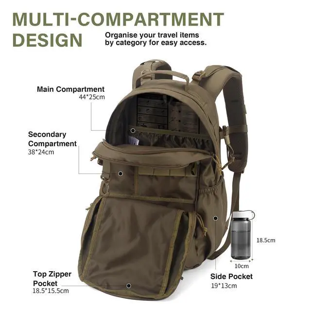 Alt view image 4 of 6 - Small Military Tactical Backpack for Men 20L Molle Rucksack EDC Daypack for Hiking,Travel,Camping, Hunting
