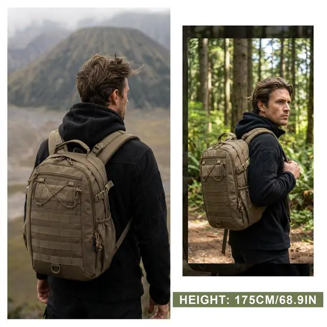 Alt view image 6 of 6 - Small Military Tactical Backpack for Men 20L Molle Rucksack EDC Daypack for Hiking,Travel,Camping, Hunting