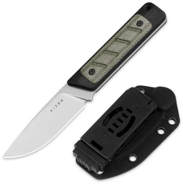 Main image of Smolt Fixed Blade Knife, 2.93" 14C28N Fixed Blade with Black G10 & Micarta Handle, Drop Point EDC Knives with Sheath for Camping Hiking 1063A6