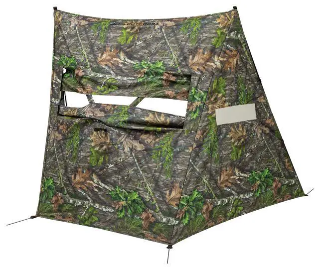 Alt view image 3 of 6 - Dash Camo Panel Hunting Blind with Hybrid 2 Person Ground Pop Up Design for Quick Deployment, Wide Window, and Interior Mesh Pocket