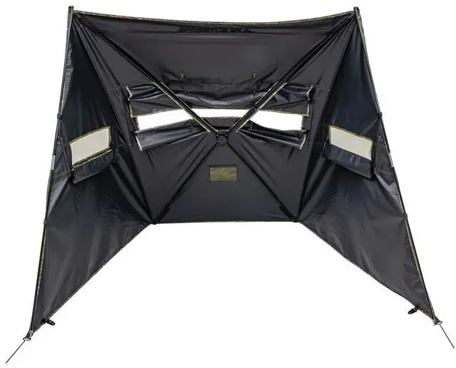 Alt view image 4 of 6 - Dash Camo Panel Hunting Blind with Hybrid 2 Person Ground Pop Up Design for Quick Deployment, Wide Window, and Interior Mesh Pocket