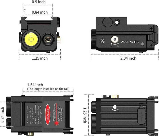 Alt view image 7 of 7 - 420 Lumen Tactical LED Flashlight with Laser Sight Combo Impact Resistant, Built in Rechargeable Battery with Ambidextrous Switch Design and 3 Light Modes (Blue)