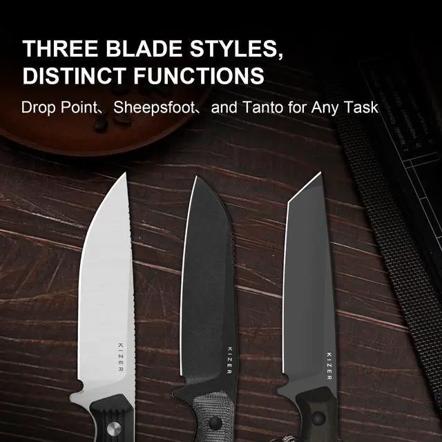 Alt view image 2 of 7 - Begleiter Fix Fixed Blade Knife, 3.78" Drop Point AEB-L Blade Hunting Knives with Kydex Sheath, Black G10 Handle EDC Knife for Camping Hunting Survival 1045MD2