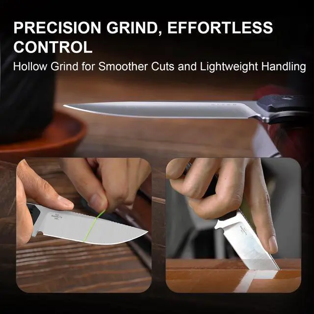 Alt view image 4 of 7 - Begleiter Fix Fixed Blade Knife, 3.78" Drop Point AEB-L Blade Hunting Knives with Kydex Sheath, Black G10 Handle EDC Knife for Camping Hunting Survival 1045MD2