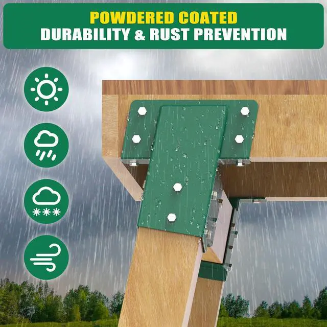 Alt view image 3 of 7 - Heavy Duty Deer Stand Brackets, 4x4 Compound Angle Bracket, Powder Coated Elevated Bracket for Outdoor Platforms, Deer Hunting, Shooting Shack, Observation Decks& Tree Houses (4Pack)