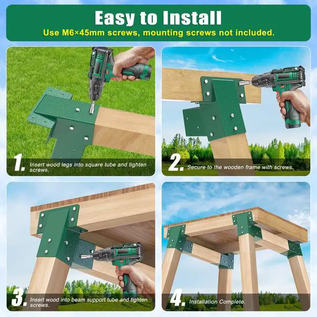 Alt view image 5 of 7 - Heavy Duty Deer Stand Brackets, 4x4 Compound Angle Bracket, Powder Coated Elevated Bracket for Outdoor Platforms, Deer Hunting, Shooting Shack, Observation Decks& Tree Houses (4Pack)