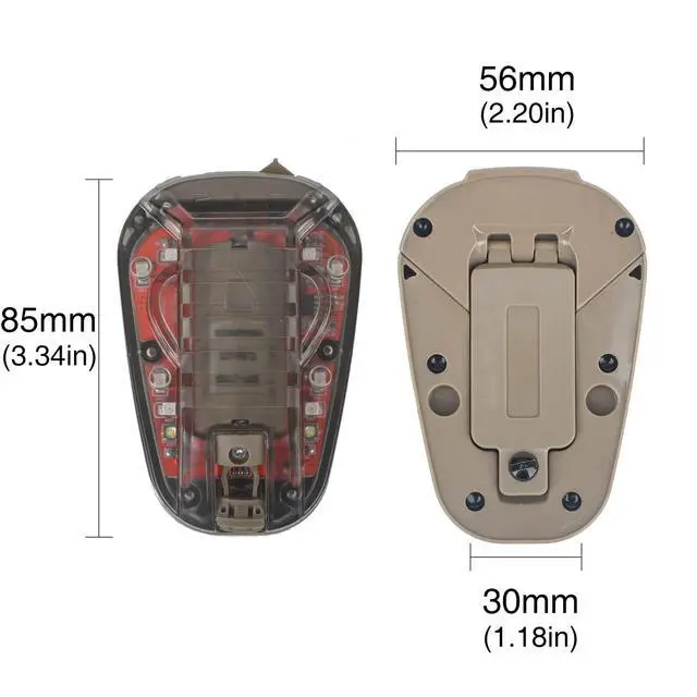 Alt view image 5 of 6 - 4 Modes Tactical Helmet Light with Visible LED+IR Constant/Strobe | Waterproof Ladybird Signal Light Survival Identification Lamp for Outdoor Sports