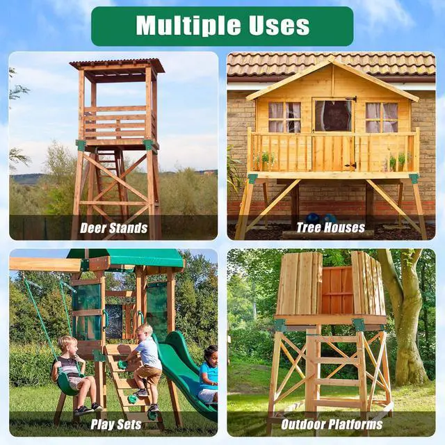 Alt view image 6 of 7 - Heavy Duty Deer Stand Brackets, 4x4 Compound Angle Bracket, Powder Coated Elevated Bracket for Outdoor Platforms, Deer Hunting, Shooting Shack, Observation Decks& Tree Houses (4Pack)