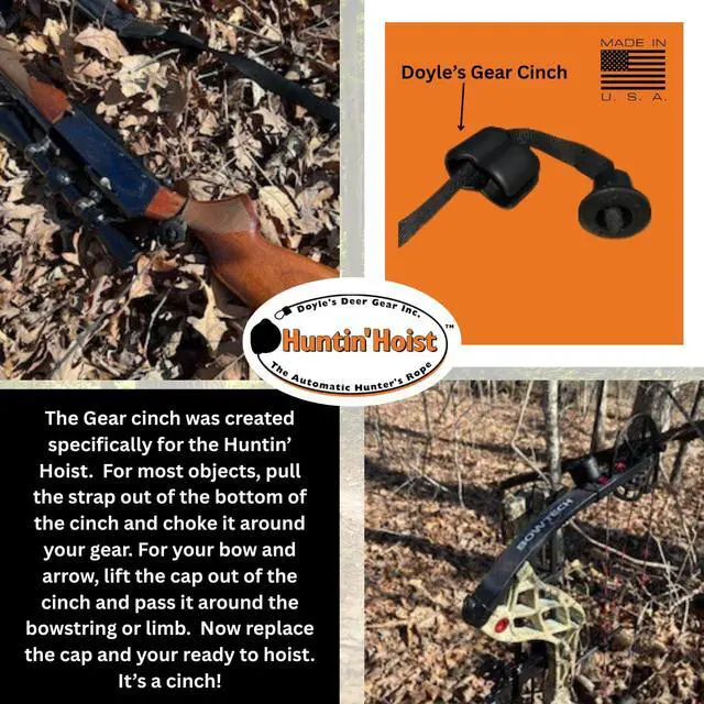 Alt view image 4 of 5 - Doyles Deer Gear Huntin Hoist | Retractable Bow Hoist for Deer Hunting | Ascending Accessory for Saddle hunting, Elevated Tree Stands, and Deer Blinds | 30 Feet of Nylon Strap