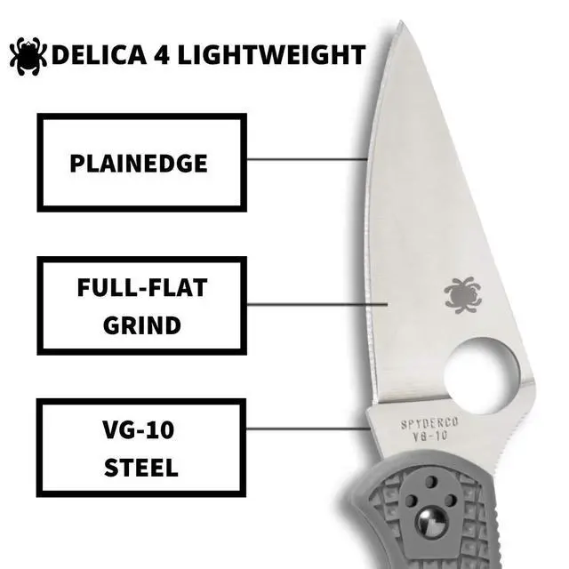 Alt view image 3 of 6 - Delica 4 Lightweight 7.15" Signature Folding Knife with 2.90" Flat-Ground Steel Blade and High-Strength FRN Handle - PlainEdge Grind