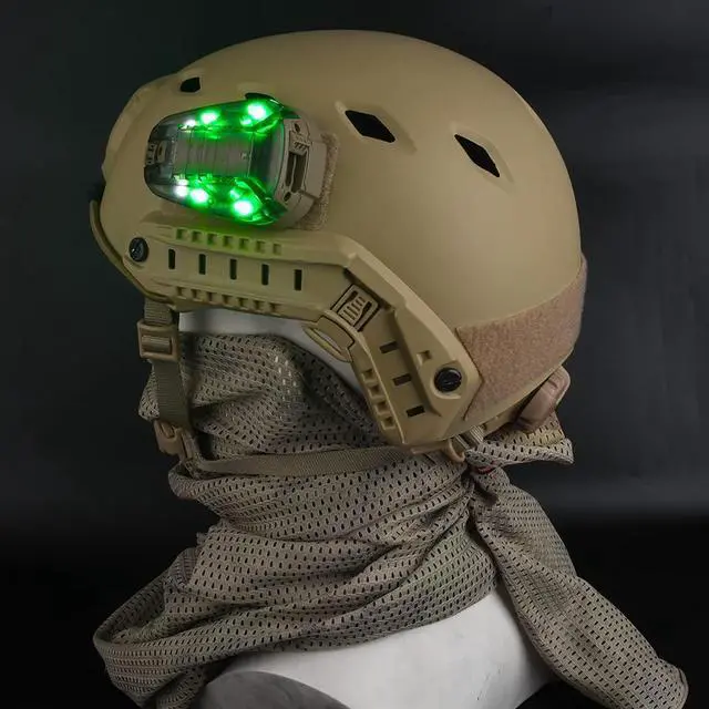 Alt view image 3 of 6 - 4 Modes Tactical Helmet Light with Visible LED+IR Constant/Strobe | Waterproof Ladybird Signal Light Survival Identification Lamp for Outdoor Sports