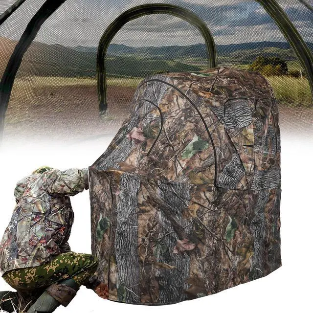 Main image of Hunting Chair Blind, 1/2 Man See Through Ground Blind, Camo Tent | Built-in Chair, Portable Blind, One-Way See Through, 1/2 Person, Camouflage, With Carrying Bag, Hunting Blind, Hunting Gear