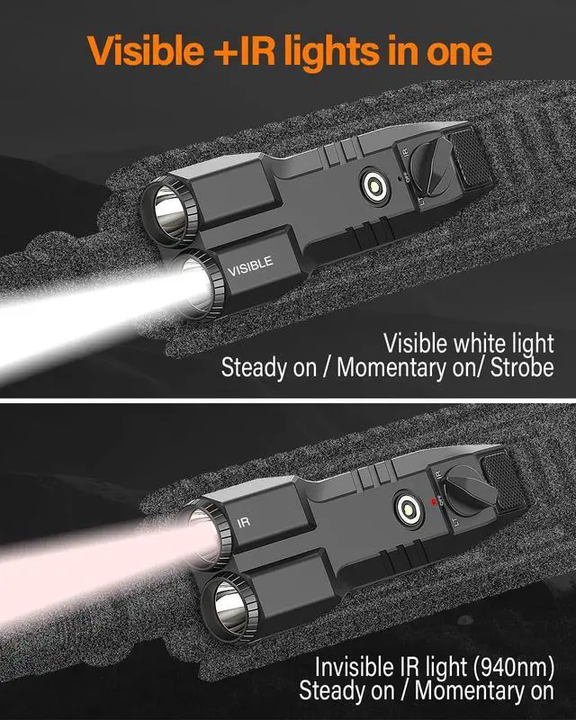 Alt view image 4 of 7 - MLOK/Picatinny Mounted 940nm IR Illuminator Infrared LED Light 2in1 | 1450 Lumen,Low-Profile Tactical Light